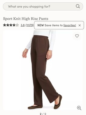 Lands' End Sport Knit High Rise Straight Leg Pants - Brown
